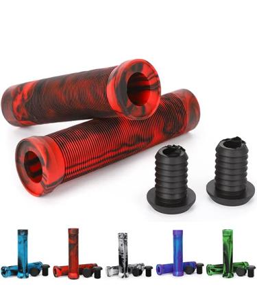 Kutrick Handle Bar Grips 145mm Soft Flangeless Longneck Grips for Pro Stunt Scooter Bars and BMX Bikes Bars Red/Black