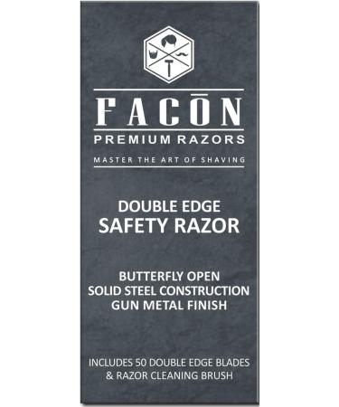 Fac n Vintage Long Handle Double Edge Safety Razor + 50 Platinum Japanese Stainless Steel Blades - Butterfly Open Shaving Razor for Smooth Wet Shaving - 200+ Shaves - Buy Online on GoSupps.com