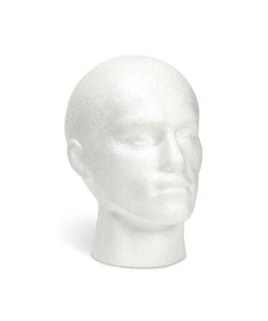 Juvale Male Head Form, Foam Mannequin Display for Hats, Wigs, Mask, Cap, White (9 x 11 In)