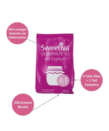 Sweetiva Gelierhilfe 4:1 with Erythritol 330g | Low-Calorie Gelling Sugar Replacement for Jam & Jelly | Vegan & Tooth-Friendly - Buy Online on GoSupps.com