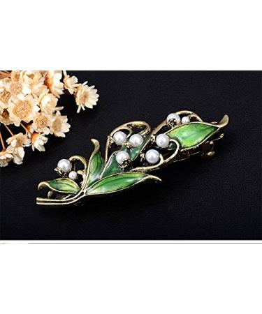 Vintage Metal Leaf Pearls French Hair Clips for Women - Retro Bronze Pigtail Spring Clips - Buy Online on GoSupps.com