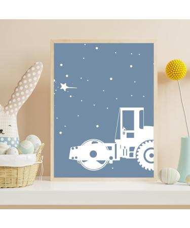 Waschilkind Construction Vehicles Poster Set - 8 A4 Posters for Kids' Room | Excavators Cranes Trucks & More in Blue & Green - Perfect for Baby & Boys D cor | Unframed - Buy Online on GoSupps.com