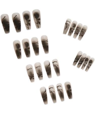 Press on Nails 3 Sets Black Rose Fake Nail Matte Long Artificail Nails Removable Nail Stickers Ballerina for Women Girls (Color : Dark Flowers) (Color : Dark Flowers) (Dark Flowers) Black rose - Buy Online on GoSupps.com