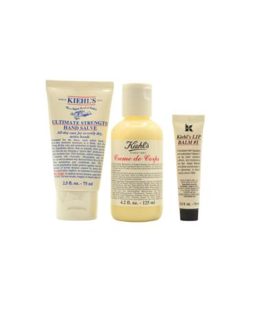 Kiehl's Body Care Bundle: Ultimate Strength Hand Salve, Cream De Corps, Lip Balm - 3 Piece Set - Buy Online on GoSupps.com