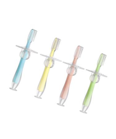 Homsfou 4 pieces infant training toothbrush infant teeth clean toothbrush newborn toothbrushes made of silicone training brush handbook bristle toddler
