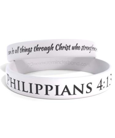 Reminderband - Philippians 4:13 100% Silicone Wristband - Silicone Rubber Bracelet - Christian Religious Events, Gifts, Motivation, Support, Causes, Fundraisers, Awareness - Men, Women, Kids Medium
