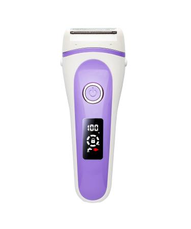 Lady Shaver for Women Bikini Trimmer Electric Razor Women Rechargeable Body Hair Removal for Face Lip Arms Legs Underarms Wet Dry Use with LED Display (Purple)