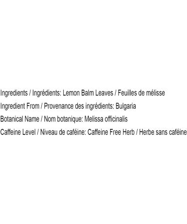Organic Lemon Balm Herbal Tea Loose Leaves by Marcoina - Cut Leaves 113g in Resealable Bag Caffeine-Free Tea from Bulgaria - Known as Melissa officinalis Lemonbalm 4oz. LEMON BALM Leaves Cut ORGANIC 113-g. / 4-oz. - Buy Online on GoSupps.com