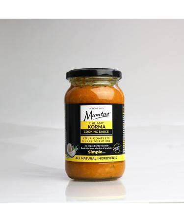 Mumtaz CREAMY KORMA Indian Curry Cooking Sauce - Restaurant Quality at Home - Medium Spiced - 350g Jar Serves 4-5 - All Natural Ingredients- Gluten Free- Vegetarian Friendly.