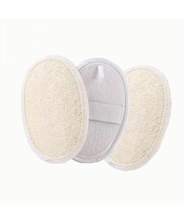 HUMINA Loofah Shower Sponge Pad Natural Exfoliating 3 Count( 1 Pack)
