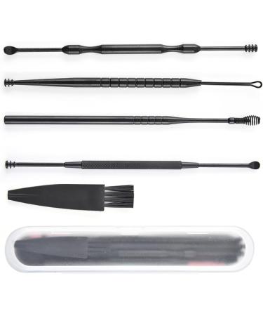 5 in 1 Ear Pick Earwax Removal Kit with Storage Box and Cleaning Brush - Black - Buy Online on GoSupps.com