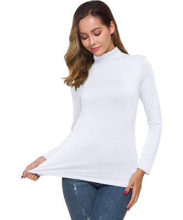 POPZONE Women's Soft Long Sleeve Turtleneck Pullover Top - White, Large - Buy Online on GoSupps.com
