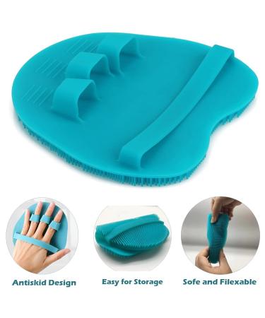 RamPula Silicone Body Scrubber - Bath Back Cleaning Loofah Sponge Glove for Exfoliating - Hygienic Shower Brush (Blue) - Buy Online on GoSupps.com