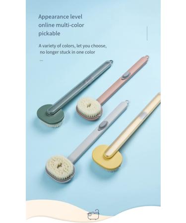 2 Pack Long Handled Shower Brush with Soap Dispenser - Exfoliating Body Scrubber for Shower with Soft Bristles (Grey Pink) - Buy Online on GoSupps.com