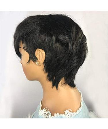 RICONEY Pixie Cut Human Hair Wig for Black Women - Short Bob with Bangs, No Lace Front, Glueless Machine Made (8 Inch, 130% Density) - Buy Online on GoSupps.com