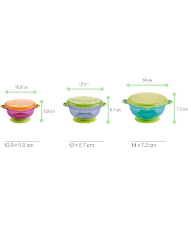 Xrten Set of 3 Baby Suction Cup Bowls with Lid | Non-Slip Bowls for Babies & Toddlers | Perfect for International Shipping - Buy Online on GoSupps.com