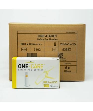 MediVena ONE-CARE 30G x 8mm Safety Pen Needles - Case of 600 | Ultra-Thin for Comfort - Buy Online on GoSupps.com