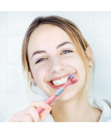 Soft Pink 3-Piece Toothbrush for Kids & Adults - Unique 3-Sided Design for Scratching Tongue Coating - Buy Online on GoSupps.com