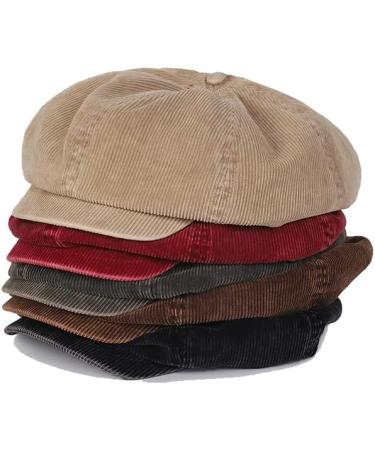 Women's Black Corduroy Slouchy Newsboy Cap - Vintage Oversized Octagonal Painter Hat - Buy Online on GoSupps.com