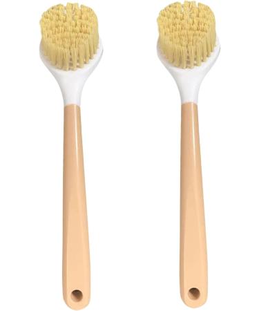 Dish Brush with Handle 2Pcs Dish Scrub Brush Bamboo Dish Brush with Built-in Scraper Dish Washing Brush for Nonstick Frying Pan Cleaning Supplies - Buy Online on GoSupps.com