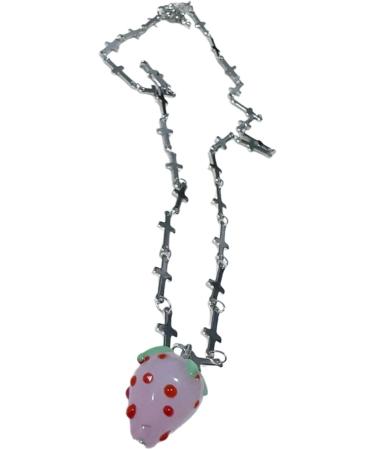 Oralgo's Adjustable Strawberry Cross Choker Chain - Allergy-Free Jewelry for Women & Girls | Stylish Glaze & Alloy Design - Buy Online on GoSupps.com