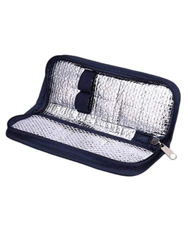 Jaquiain Insulin Travel Case Diabetic Medication Organizer Bag Navy Blue