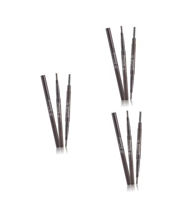 Beavorty 3pcs 2 1 rotate eyebrow pencil eyebrow pencils eyebrow filler brow brush Coffee eyebrow pencil