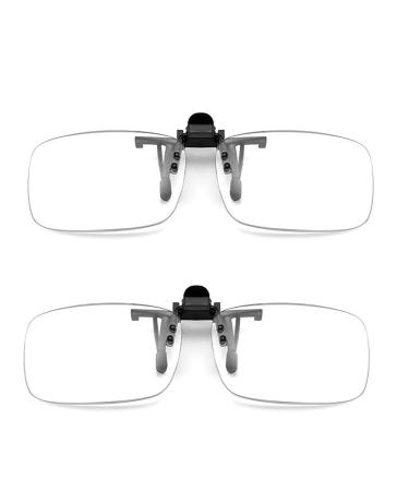 HHCC 2 pieces Reading glasses clip Transparent lens & glasses clip Portable reading glasses Folding +1.00 to +3.00 Dioptries Anti-blue light glasses +1.00