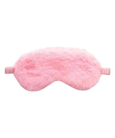 Plush Sleep Mask Soft Sleeping Blindfold Warm Comfortable Plush and Satin Eye Cover Travel Night Eyeshade Furry Eye Mask for Women Men Nap Sleep 1 Count (Pack of 1) Pink