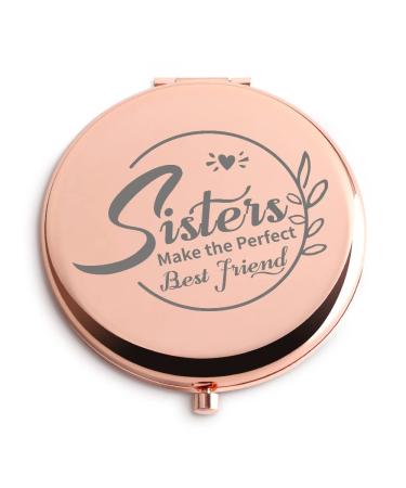 Dyukonirty Sister Gifts from Sisters Pocket Mirror Rose Gold Friendship Gifts for Women Christmas Thanksgiving Day Unique Inspirational Gifts for Sister Colleague