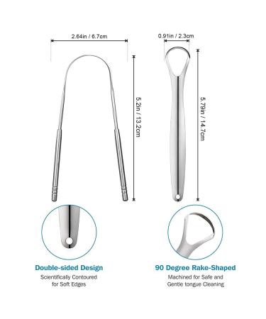 Jamverus 2PCS Reusable Stainless Steel Tongue Scraper Set for Adults & Kids - Medical Grade Oral Hygiene Tools for Fighting Bad Breath - Buy Online on GoSupps.com