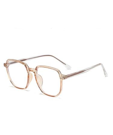 SERONI Pin Temples Tr90 Polygon Frame Blue Light Blocking Glasses for Women Men Anti UV Ray Computer Reading Glasses Tea 50 Millimeters