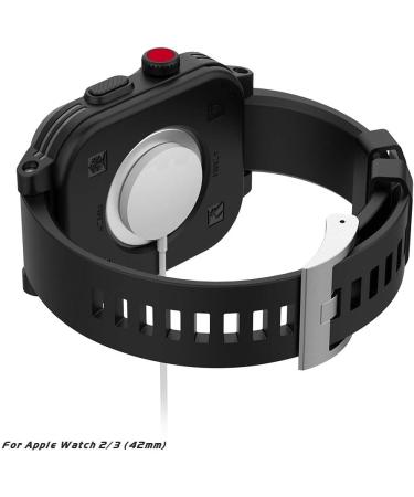 ShellBox Waterproof Apple Watch Case 42mm Series 3 & 2 | Premium Silicone Band | Built-in Screen Protector | Slim Drop/Shock Proof | Black - Buy Online on GoSupps.com