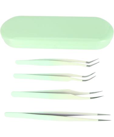 Eyeline 4-Piece Eyelash Extension Tweezers Set - Stainless Steel Multifunctional Green Tweezers for False Eyelash Application - Buy Online on GoSupps.com