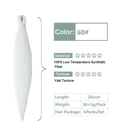 YDDM 26 Pre-Stretched Braiding Hair Extensions - 6 Packs Jumbo White Kunsthaar for Braid Styles (60#) - Buy Online on GoSupps.com