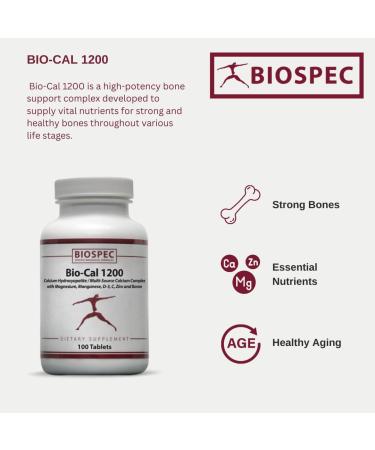 Biospec Nutritionals Bio-Cal 1200 - 100 Tablets: High-Quality Calcium Supplement - Buy Online on GoSupps.com