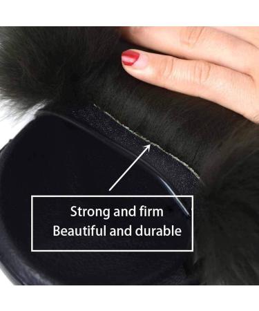 Fluffy Sliders Womens Women's Furry Slippers Ladies Cute Plush Fluffy Slippers Women's Fur Slippers Winter Warm Slippers for Women Open Toe Flat Sandals for Indoor Outdoor (C 24CM) (C 25CM) - Buy Online on GoSupps.com