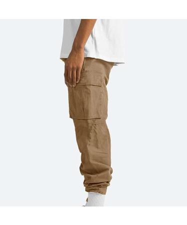 2022 Classic Fit Men's Plus Size Cargo Pants for Work & Outdoor Hiking | Khaki Large | Multi-Pocket Design - Buy Online on GoSupps.com