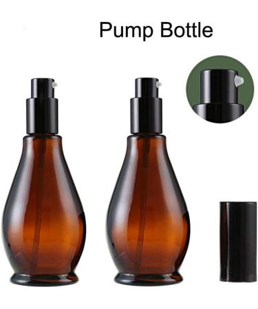 VASANA 2PCS Empty Refillable Amber Glass Lotion Pump Press Bottles Jars Makeup Face Cream Toiletries Toner Liquid Travel Containers Emulsion Essential Oil Dispenser 30ml - Buy Online on GoSupps.com