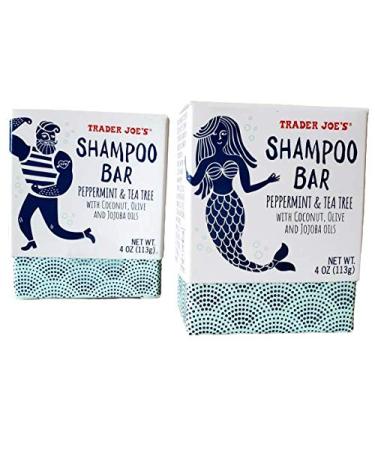 Trader Joe's Set of 2 Shampoo Bars Peppermint & Tea Tree with Coconut  Olive  and Jojoba Oils  Two 4 oz Bars