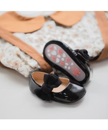 Sonsage Infant Baby Girls Bowknot Mary Jane Toddler Anti-Slip Princess Wedding Flats - Black, 0-6 Months - Buy Online on GoSupps.com