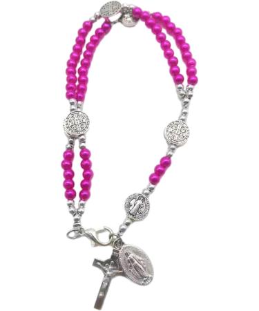 Oralgo Catholic Cross Finger Chain Bracelet - Double-Aged Art Pearls Rosary Wrist Chain for Women & Girls - Imitation Pearls - Buy Online on GoSupps.com