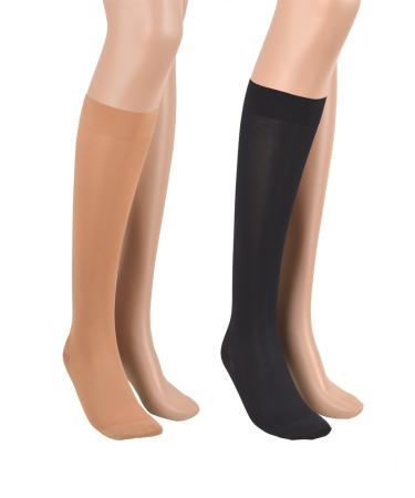 23-32 mmHg Assistica Medical compression stockings with lace knee socks in class 2 for women and men support stockings with toe ad substance stockings (170-182 cm / medium beige) 170-182 cm / medium beige