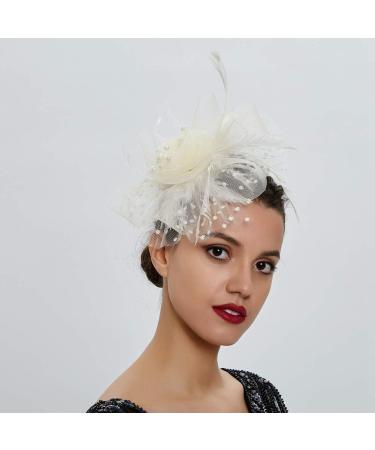 1920s Headband 1920s Flapper Headpiece Vintage Hair Clip Bridal Hairband for Pageant Themed Party Cocktail Wedding Beige - Buy Online on GoSupps.com