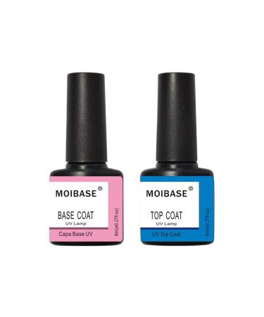 MOIBASE Base Coat and No Wipe Top Coat Gel Nail Polish Set Gel Polish Soak Off UV LED Nail Gel Polish Manicure Varnish DIY Starter Set D060