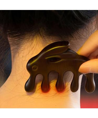 Rabbits Sandalwood Massage Kamm Gua Sha Comb | Natural Wide Tooth Acupressure Tool | Ideal Gift for Men & Women - Buy Online on GoSupps.com