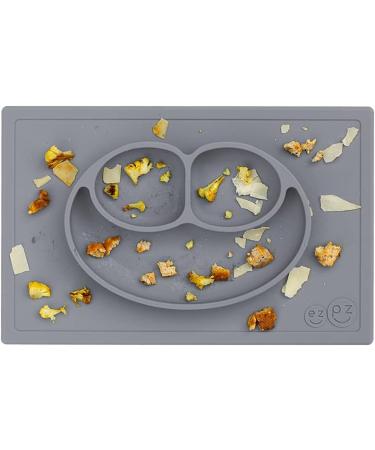 ezpz Happy Mat (Gray) - New Version | 100% Silicone Suction Plate for Toddlers | Divided Plate - Dishwasher Safe - Buy Online on GoSupps.com