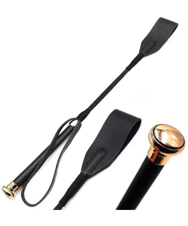 18" Real Riding Crop Gold Handle with Genuine Leather Bull Top | Premium Quality Crops | Equestrianism Horse Crop