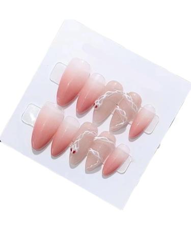 Snake Hand Worn Nail Gradient Powder 3D Detachable Almond Nail Art Reusable Fake Nails(XS)