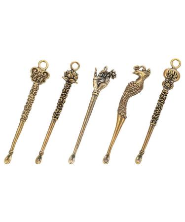 Abaodam 5pcs Vintage Ear Spoons Antique Ear Spoon Pick Shovel Scoop Earwax Remover Ear Cleaner Ear Wax Removal Tools Tiny Spoon for Filling Vials
